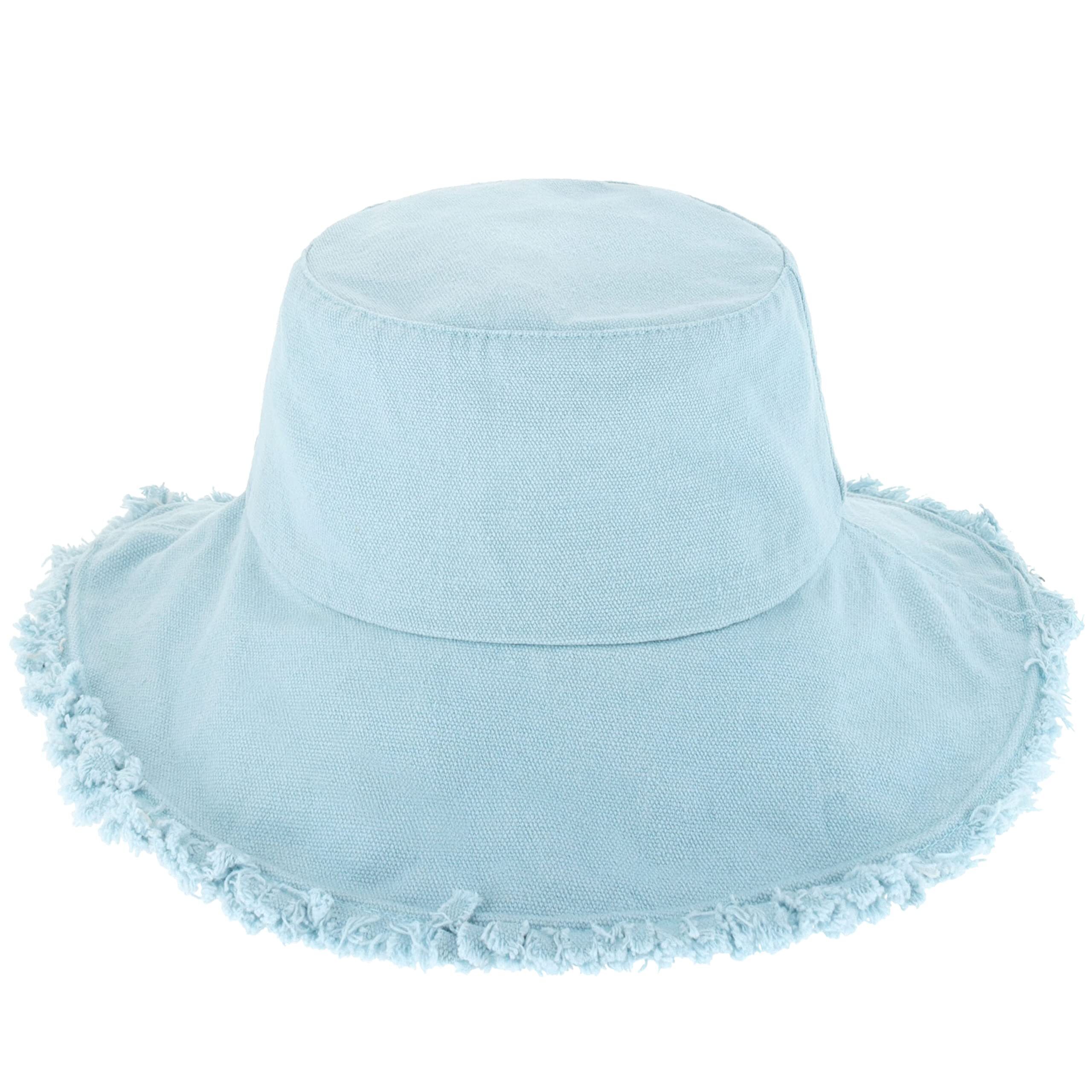 5784 Frayed Bucket Hats Unisex Trendy Washed Cotton Floppy Wide Brim Boonie